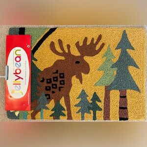 Jellybean “Moose in The Pines” Woodland Camping Washable Rug Mat Indoor/Outdoor